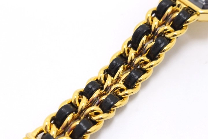 CHANEL シャネル プルミエールS H0001 GP/レザー ブラック文字盤 クォーツ【460】2148103901584
