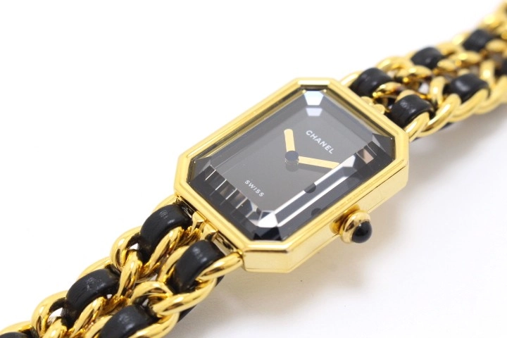 CHANEL シャネル プルミエールS H0001 GP/レザー ブラック文字盤 クォーツ【460】2148103901584