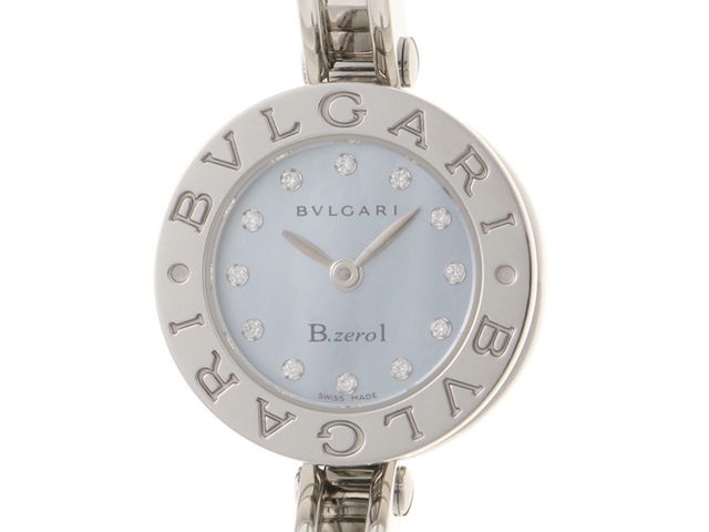 美品♡ブルガリ b-zero1 レディース腕時計 12Pダイヤ シェル文字盤 BVLGARI ブルガリ B-zero1 12Pダイヤモンド BZ22S ブルーシェル