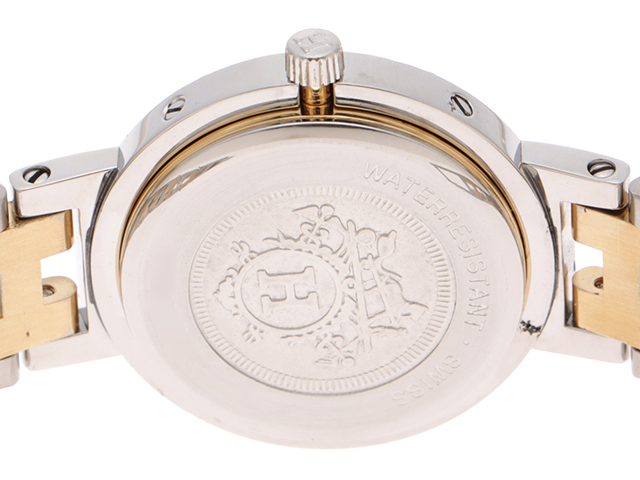 【HERMES】✨極美品✨ クリッパー レディース腕時計 コンビ ホワイト HERMES】エルメス 時計 'クリッパー' GPコンビモデル ホワイト