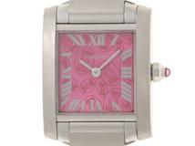 Cartier　カルティエ　タンクフランセーズSM　W51030Q3　2006年クリスマス限定モデル　ステンレススチール　ラズベリー文字盤　クォーツ　レデイーズ　腕時計　C