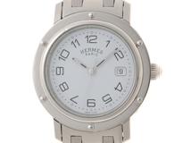 HERMES エルメス クリッパー CL6.410 SS ステンレススチール ホワイトアラビア文字盤 クォーツ 【460】2148103902185