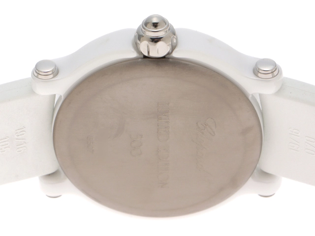 Chopard ショパール ハッピースポーツ ハッピーセラミック 28/8507 セラミック/ステンレススチール ラバーベルト ピンクムービング3Pダイヤモンド文字盤 クォーツ 300本限定 【460】2148103902253