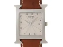 HERMES エルメス Hウォッチ HH1.810 ステンレススチール/革 アイボリー