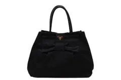 PRADA プラダ リボントートバッグ ブラック ナイロン/レザー