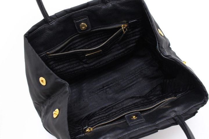 PRADA プラダ リボントートバッグ ブラック ナイロン/レザー 【431】2148103903168