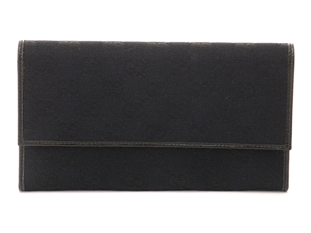 GUCCCI グッチ グッチシマ三つ折長財布 ブラック GGキャンバス