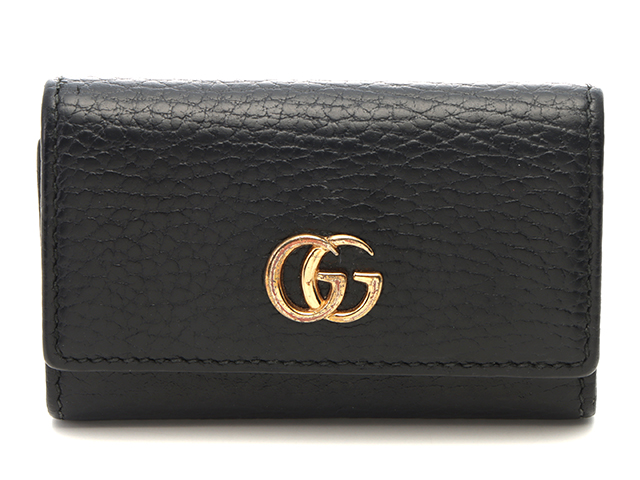 GUCCI グッチ ダブルG 6連キーケース 456118 ブラック/GP金具 レザー