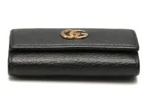 GUCCI グッチ ダブルG 6連キーケース 456118 ブラック/GP金具 レザー