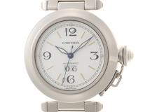 Cartier　カルティエ　パシャＣ　ビッグデイト　W31044M7　ホワイト文字盤　ステンレス　男性用自動巻時計【473】