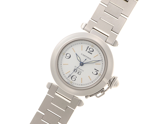 Cartier カルティエ パシャC ビッグデイト W31044M7 ホワイト文字盤