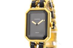 CHANEL シャネル プルミエールM H0001 GP/レザー ブラック文字盤 クォーツ【460】2148103904066