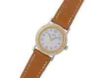HERMES エルメス クリッパー GP/SS/革 ホワイト文字盤 クオーツ