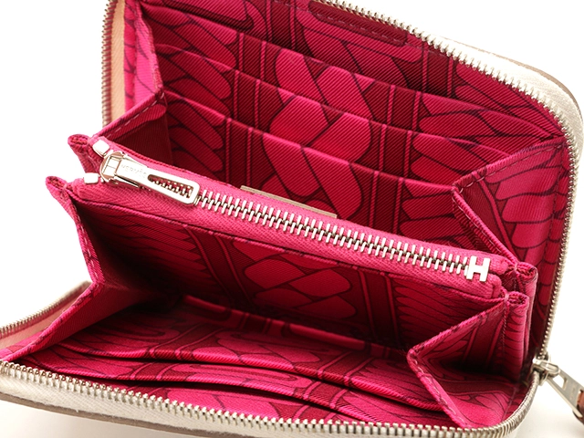 HERMES エルメス アザップシルクインコンパクト クレ/SV ヴォーエプソン シルク カードケース コインケース T刻印 【436】 2148103905018