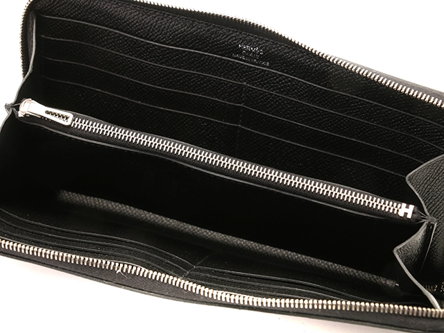 HERMES エルメス 財布/長財布 アザップロング ブラック/シルバー金具 ヴォーエプソン A刻印(2017年頃)【472】YY