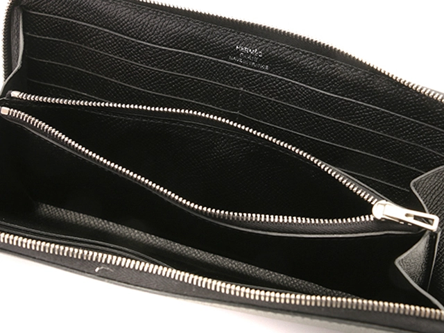 HERMES エルメス 財布/長財布 アザップロング ブラック/シルバー金具 ヴォーエプソン A刻印(2017年頃)【472】YY