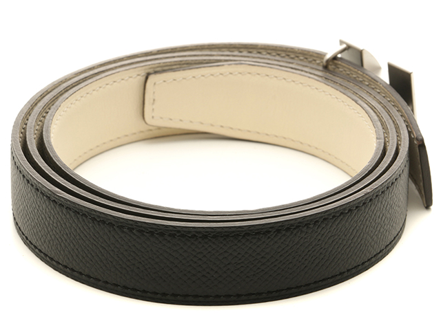 HERMES エルメス ベルト Hベルト ブラック/グリ/シルバー金具