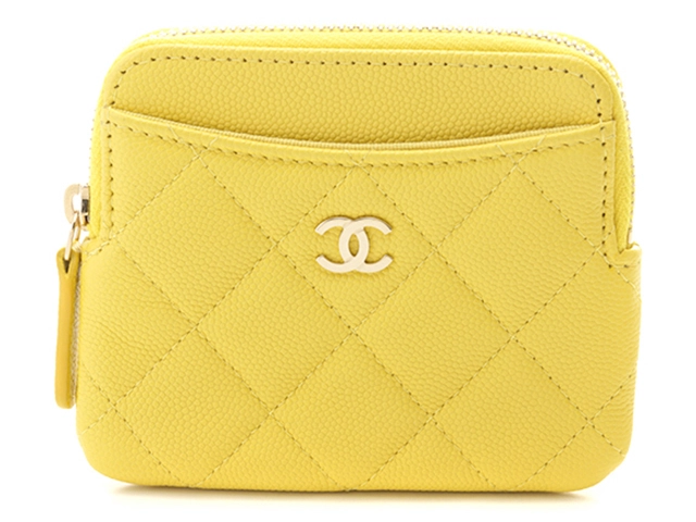 CHANEL イエローカラー コインケース CHANEL シャネル マトラッセコインケース イエロー/シルバー金具