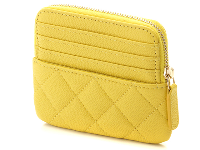 CHANEL イエローカラー コインケース CHANEL シャネル マトラッセコインケース イエロー/シルバー金具