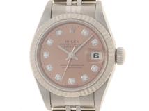 T番　ROLEX　ロレックス　デイトジャスト　69174G　ホワイトゴールド/ステンレス　10Pダイヤモンド　女性用自動巻時計【473】