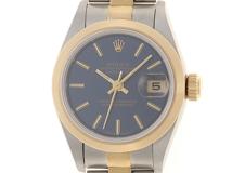 W番　ROLEX　ロレックス　デイトジャスト　69163　イエローゴールド/ステンレススチール　ブルー文字盤　自動巻き　レデイーズ　腕時計　C