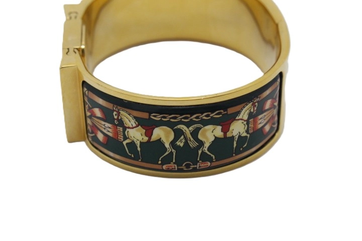 HERMES エルメス ロケ バングルウォッチ LO1.201 GP/七宝 ゴールド文字盤 クォーツ 【460】2148103905605