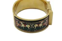 HERMES エルメス ロケ バングルウォッチ LO1.201 GP/七宝 ゴールド文字盤 クォーツ 【460】2148103905605