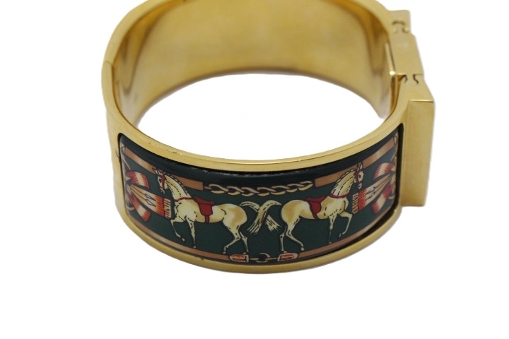 HERMES エルメス ロケ バングルウォッチ LO1.201 GP/七宝 ゴールド文字盤 クォーツ 【460】2148103905605