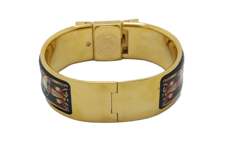 HERMES エルメス ロケ バングルウォッチ LO1.201 GP/七宝 ゴールド文字盤 クォーツ 【460】2148103905605