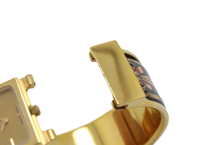 HERMES エルメス ロケ バングルウォッチ LO1.201 GP/七宝 ゴールド文字盤 クォーツ 【460】2148103905605