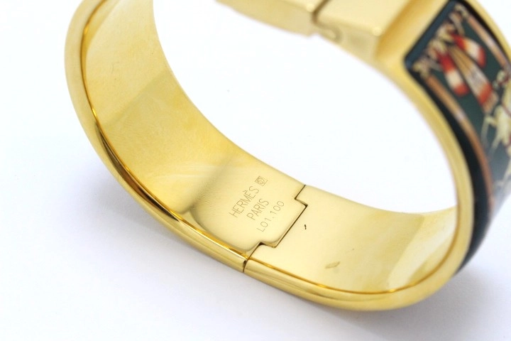 HERMES エルメス ロケ バングルウォッチ LO1.201 GP/七宝 ゴールド文字盤 クォーツ 【460】2148103905605