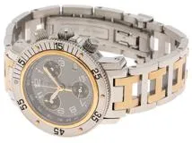 HERMES エルメス クリッパークロノ コンビ GP/SS CL2.320 グレー文字盤