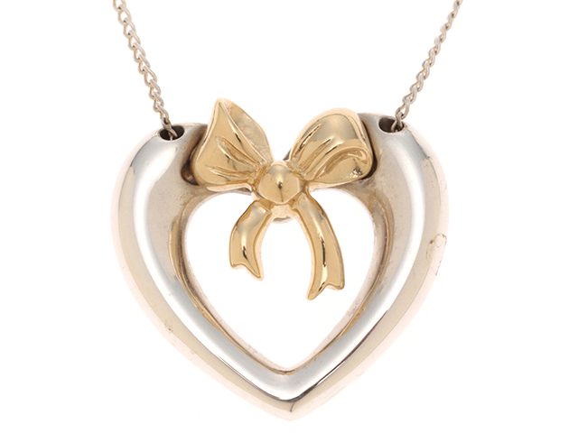 極美品 オールドティファニー ハートリボン コンビ 13号 シルバー k18 極美品 オールドティファニー ハートリボン コンビ 13号 シルバー k18