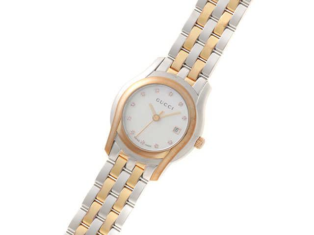 GUCCI グッチ5500L YA055535 腕時計シェル11Pダイヤ 稼働中 GUCCI グッチ5500L YA055535 腕時計シェル11Pダイヤ 稼働中