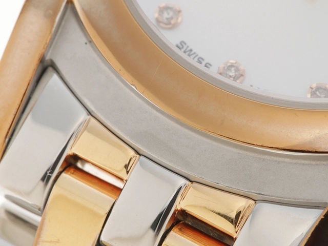 GUCCI　グッチ　Gクラス　5500L　シェル文字盤　11Pダイヤモンド　ステンレススチール/GP　　クオーツ　レディース時計　2148103906350【207】