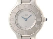 Cartier カルティエ レディース クォーツ マスト21 W10109T2 シルバー文字盤 SS【472】HK