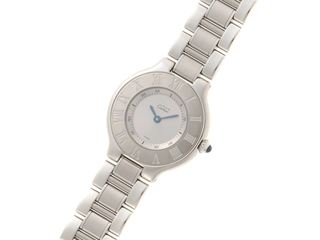 Cartier カルティエ レディース クォーツ マスト21 W10109T2 シルバー文字盤 SS【472】HK
