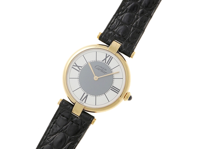 Cartier カルティエ マストヴァンドーム ヴェルメイユ 590003 シルバー925 レザー ホワイト/グレー文字盤 クォーツ 【460】2148103907029