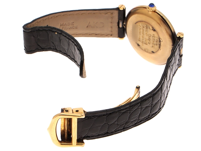 Cartier カルティエ マストヴァンドーム ヴェルメイユ 590003 シルバー925 レザー ホワイト/グレー文字盤 クォーツ 【460】2148103907029