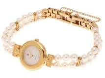 MIKIMOTO ミキモト 2連パール腕時計 レディース JAL 稼働中 MIKIMOTO ミキモト 2連パール腕時計 レディース JAL 稼働中
