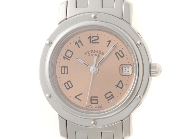 HERMES エルメス 腕時計 クリッパー SS ピンク CL4.210 クォーツ レディース 2148103907487 【200】