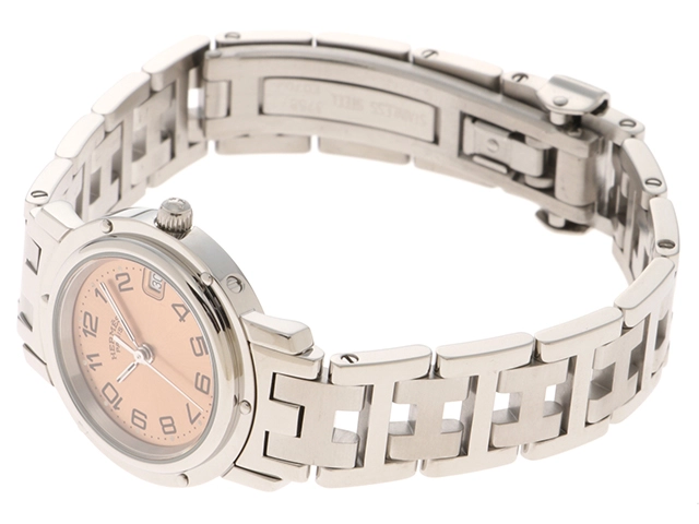 HERMES エルメス 腕時計 クリッパー SS ピンク CL4.210 クォーツ レディース 2148103907487 【200】