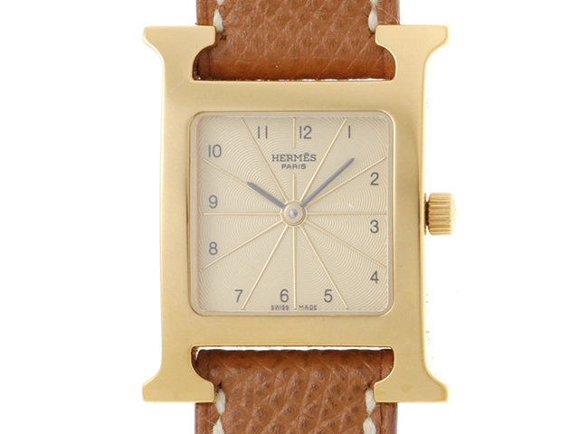 T536 エルメス Hウォッチ HH1.201 ゴールド クォーツ 新品)HERMES エルメス Hウォッチ HH1.201.131/WOR 036736WW00 H