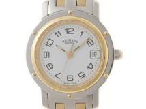 HERMES　エルメス　クリッパー　CL4.220　ホワイト文字盤　ゴールドメッキ/ステンレススチール　クオーツ　レディース時計　2148103907678【207】