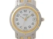 HERMES　CL4.220　クリッパー　ナクレ　 WhiteシェルDial エルメス クリッパー ナクレ CL4.220 ホワイトシェル レディース
