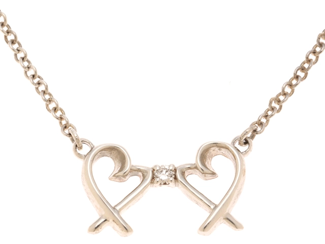 美品 Tiffany&Co. ティファニー ダブル ラビングハート ネックレス TIFFANY＆CO ティファニー ネックレス ダブルラビングハート