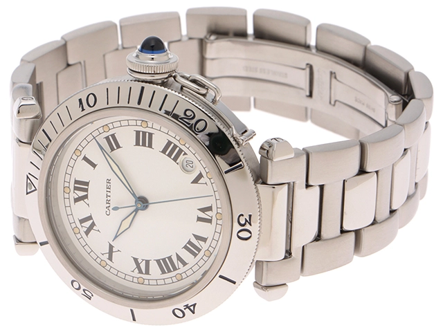 Cartier カルティエ 腕時計 パシャ ドゥ プロンジャー 38mm W31005H3 ステンレススチール ホワイト文字盤 自動巻き【472】SJ