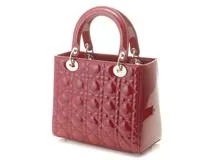 ディオール レディーディオール ハンドバッグ ミディアム クリーム パテント DIOR | Lady Dior バッグ ミニ カナージュ パテントカーフスキン