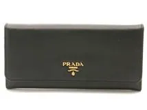 PRADA　プラダ　二つ折り長財布　サフィアーノ　ブラック　1M1132 PRADA プラダ ロングフラップウォレット ブラック サフィアーノ
