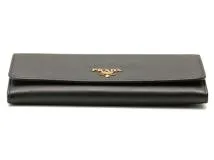 PRADA プラダ ロングフラップウォレット ブラック サフィアーノ
